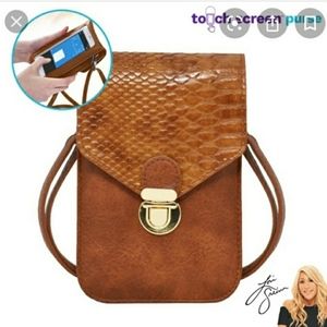 Touchscreen Cell Phone Crossbody Purse Bag Brown British Tan